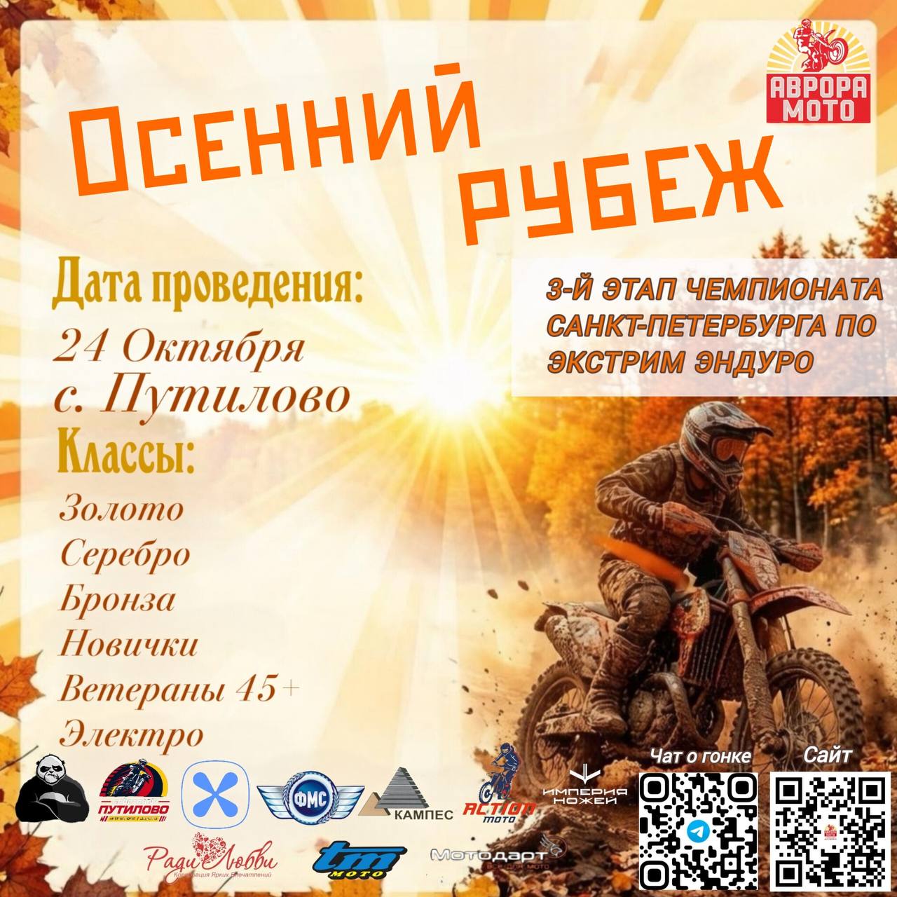 Список участников 3-го этапа чемпионата Санкт-Петербурга по экстрим эндуро «Осенний рубеж 2026»